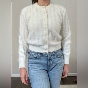 Cache Vintage Angora Metallic Cardigan Sweater